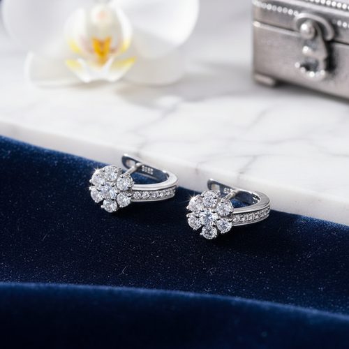 Flower Crystal Earrings in luxurious setting